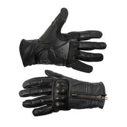Black Leather Zip Up Gloves