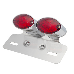 Cat Eye Twin Chrome LED Tail Light - Red Lens